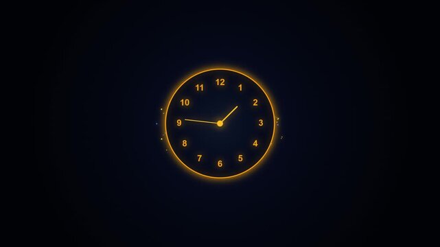 Glowing orange clock face showing twelve oclock