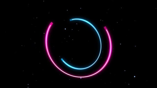 Neon glowing rings abstract background