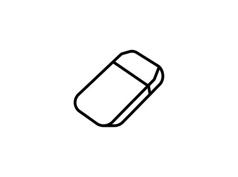 Simple pencil eraser outline icon with rectangular eraser rounded on transparent background