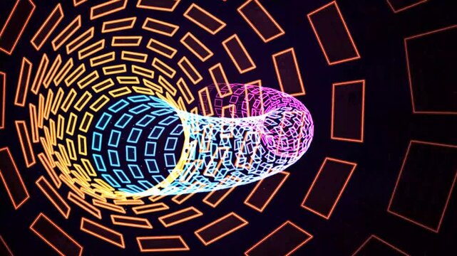 Neon tunnel light speed abstract background