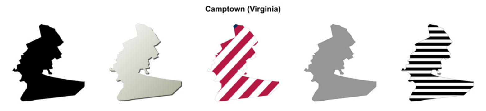 Camptown (Virginia) blank outline map set