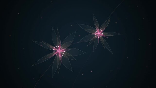 Abstract floral background with glowing pink light particles