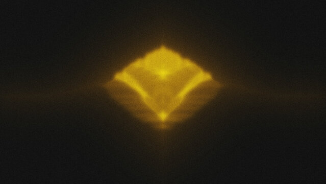 Abstract glowing golden diamond shape on dark background