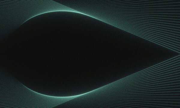 Abstract green curved light wave on dark background