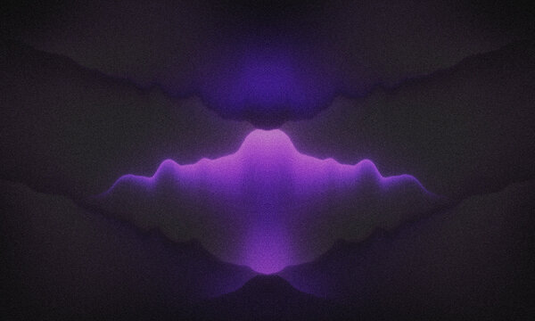 Abstract purple glowing wave shape on black background