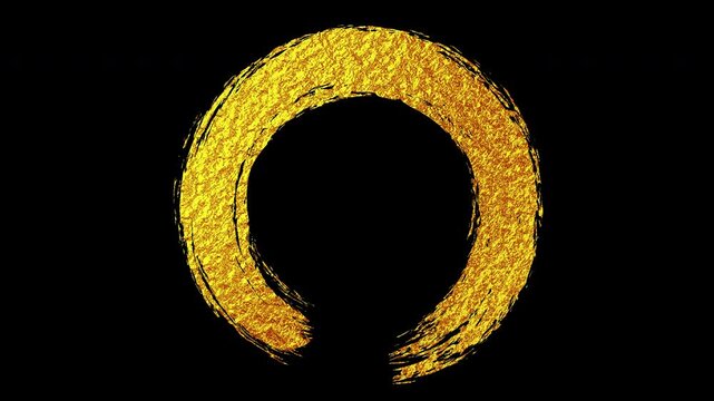 brush circle extra thick gold brushstroke 3 patterns【fast・average・slow】（transparent background）
