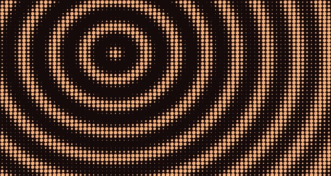 Light orange and dark brown abstract background, with a circular, halftone pattern of, small dots creating, a ripple effect, across the surface