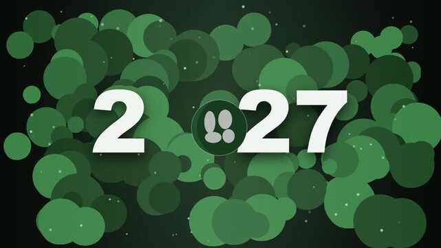2027 new year celebration countdown motion with green motion bokeh background