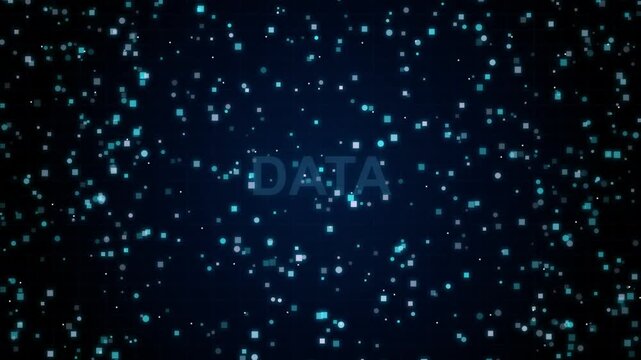 Digital data flow background with floating particles and cybernetic network