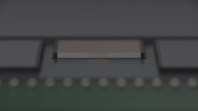 Stacked DRAM dies and through silicon vias in HBM memory, 3D macro
