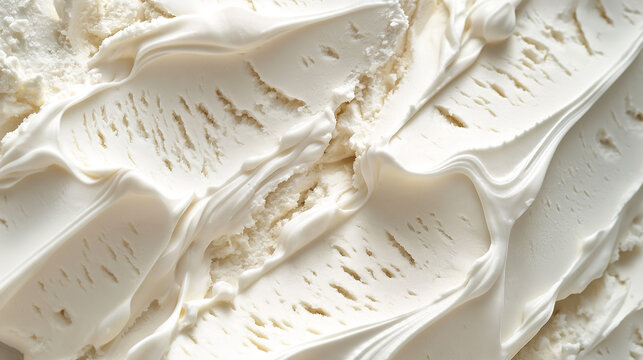 Whipped White Cream Swirls Macro Texture Creamy Vanilla Ice Cream or Buttercream Surface Close Up