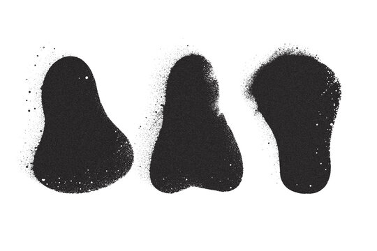 Three Black Footprint Splatter Marks Isolated Design