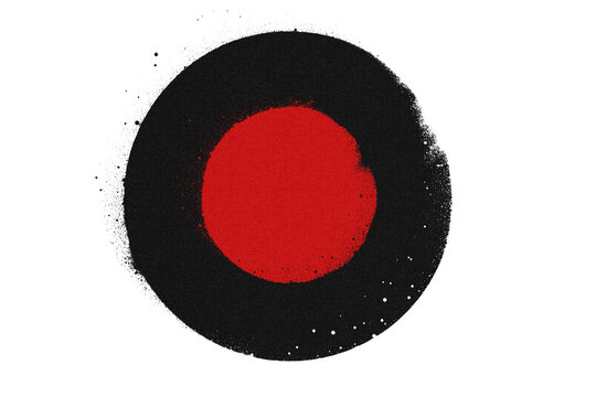 Minimalist abstract red and black circle design for modern artwork