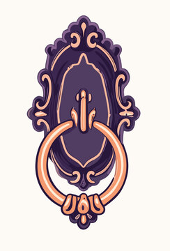 Ornate door knocker halloween decoration vector