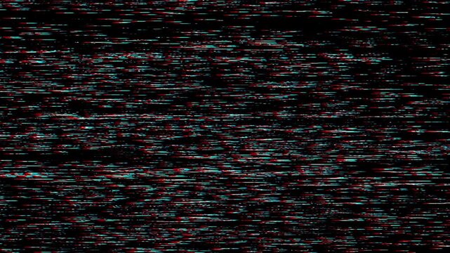 Abstract digital glitch effect featuring red cyan and white horizontal lines