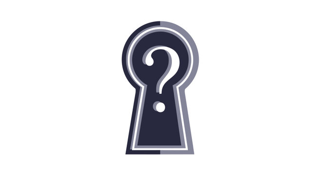 Keyhole with Question Mark Inside, Symbolizing Mystery, Secret, Unknown, or Puzzle Solution