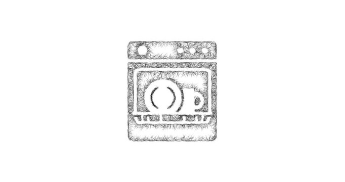Sketch dishwasher icon animation - smooth progressive reveal