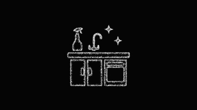 Sketch kitchen cleaning icon animation - smooth progressive reveal
