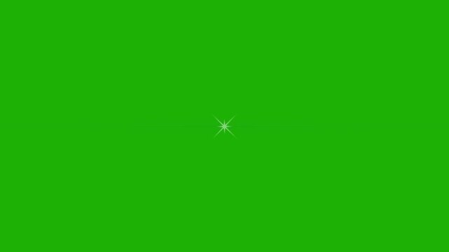 Animated white star blinking effect loop, cartoon doodle sparkle shine, retro vector light burst overlay, glowing starburst on chroma key green screen background, 4k motion graphic video asset