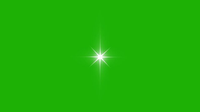 Animated star effect overlay in 4k loop, twinkle light stars sparkling, blinking shining light effect glowing on green screen background, stars twinkle like flash rays, white cartoon doodle