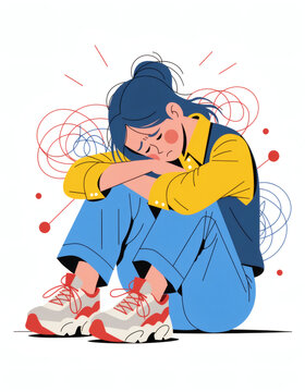 Expressive Illustration Of Emotional Distress And Mental Well-Being