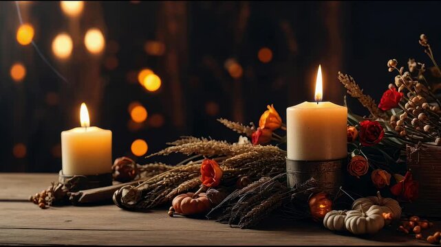 Church altar with burning decorative candles for the celebration of All Saints Day AI Generative