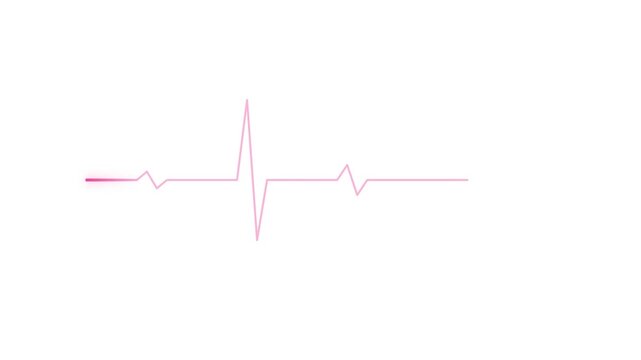 Minimalist pink heartbeat line graphic animation on white background