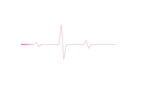Minimalist pink heartbeat rhythm line on a clean white background