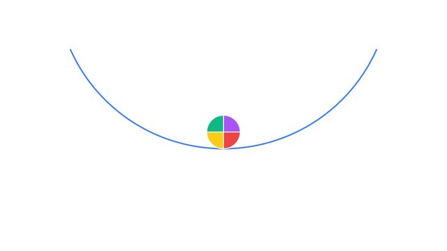Minimalist concept of a colorful sphere resting in a concave depression