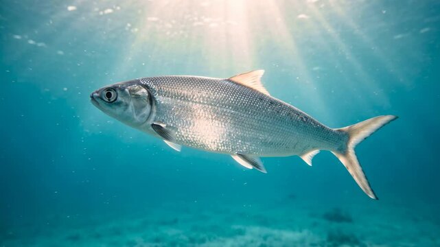 milkfish close up underwater at morning light in the philippines video