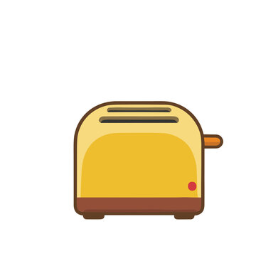 Yellow toaster with lever and slots