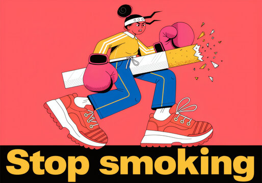 Dynamic Illustration Advocating For Smoking Cessation With Humor