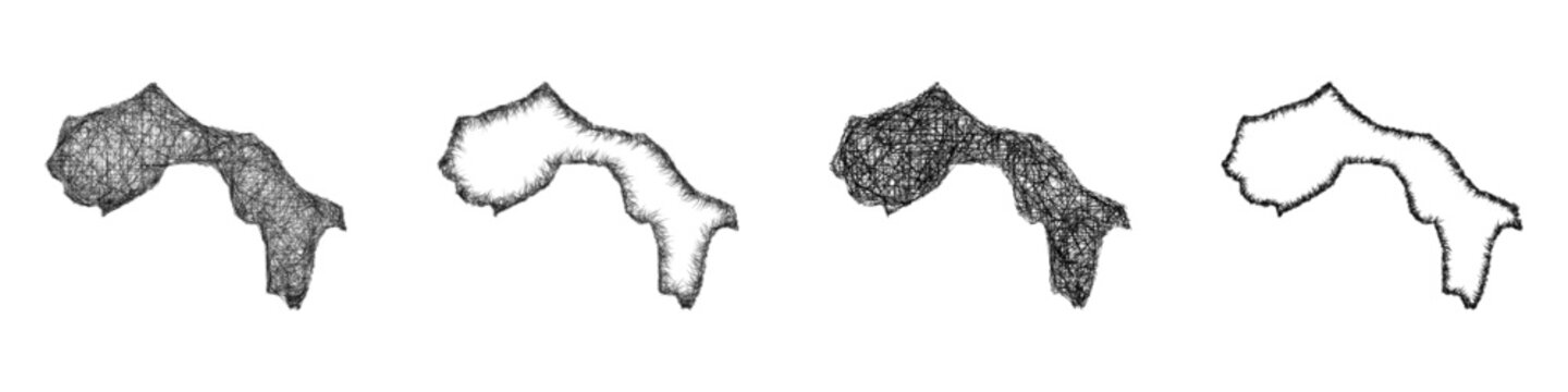 Sketch monochrome Debar (North Macedonia) outline map design set