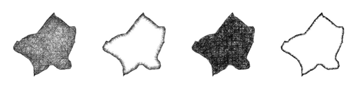 Sketch monochrome Ilinden (North Macedonia) outline map design set