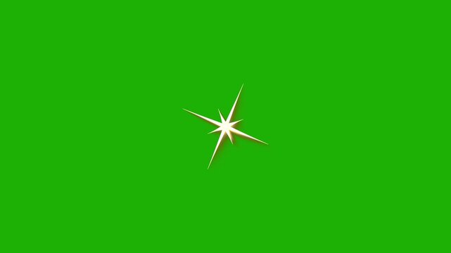 Sparkle twinkle glitter star effect animation loop, white cartoon doodle blinking stars, green background overlay for festive projects, glowing shining star 4k video footage motion graphic asset