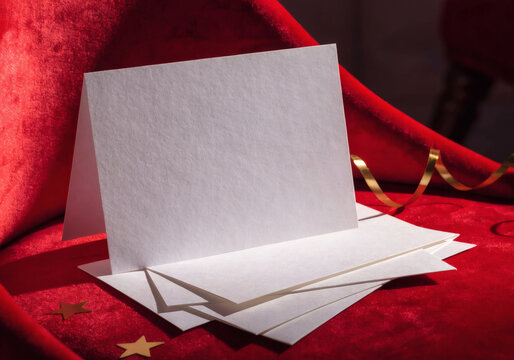 Elegant Blank Stationery Set Against A Luxurious Velvet Background For Design Purposes.