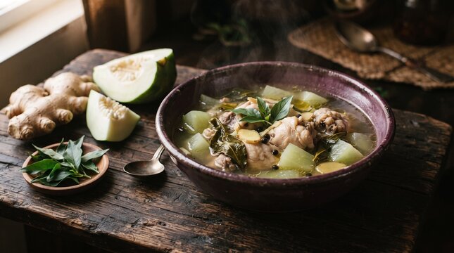 Filipino tinolang manok ginger soup ingredient story food photography