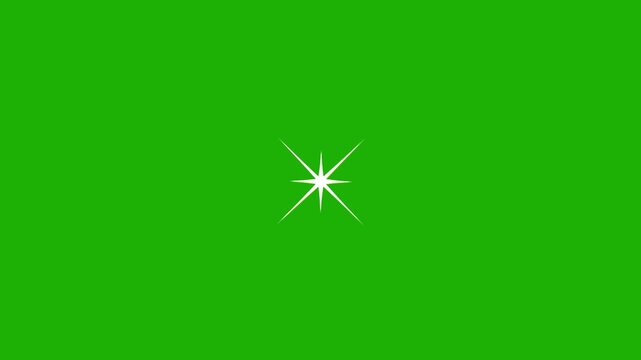 Animated twinkling stars light effect on green screen, white cartoon doodle style stars blinking, retro glowing sparkle shine, seamless loop overlay for festive celebration, 4k video asset