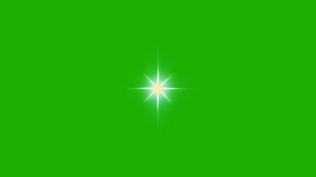 Glowing white star twinkle animation loop on green screen background, cartoon doodle sparkle shine effect, retro vector starburst overlay, magical twinkling light burst, 4k video footage asset