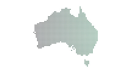 Obraz premium Australia Map Made of Green Dot Pattern on White Background
