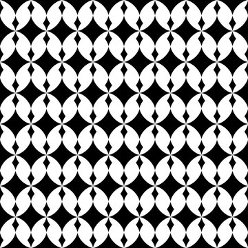 Seamless pattern with geometric motifs in black and white