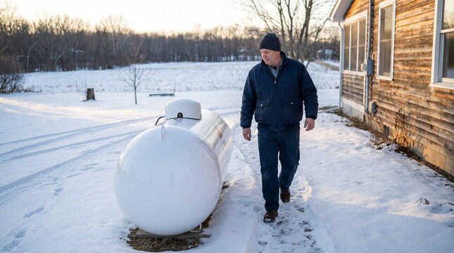 Technician arrives for rural propane winter preparation