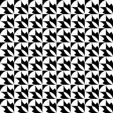 Seamless pattern with geometric motifs in black and white