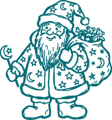 Obraz premium Santa claus christmas hand drawn line illustration