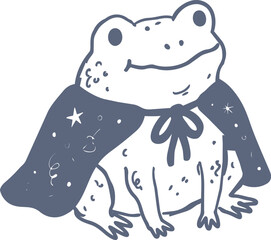 Obraz premium Naive frog illustration wearing a starry cape