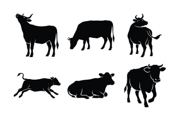 Obraz premium Farm Animal Silhouette Vector Collection