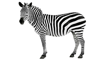 Isolated beautiful zebra standing in full profile with distinctive black and white stripes © Francisco