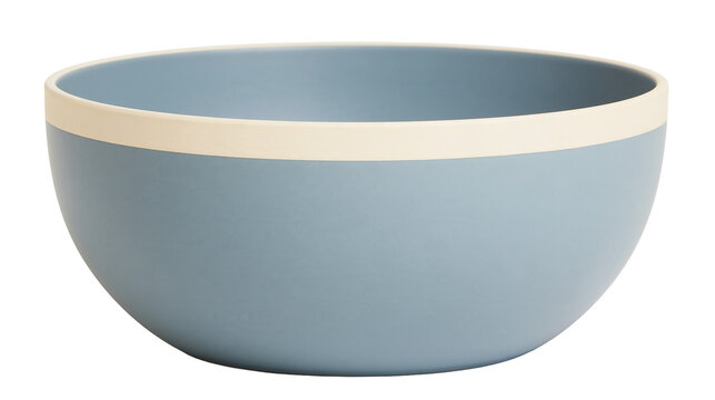Isolated stylish blue mixing bowl with cream rim, ideal for modern kitchen or serving
