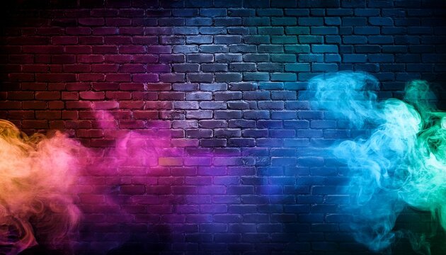colored smoke plumes against a dark brick wall dramatic lighting
