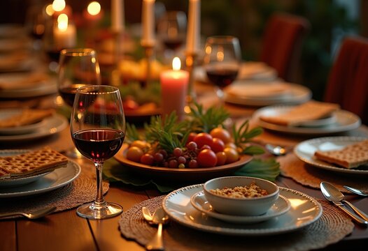 Passover Seder Meal Ritual Symbols Immersive Table Collection Culinary Display